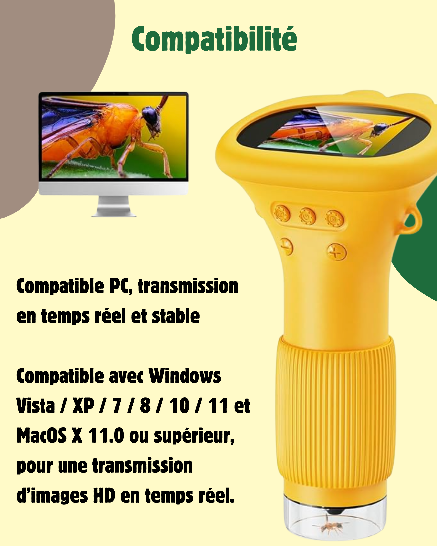 Microscope éducatif 1000X photo et vidéo